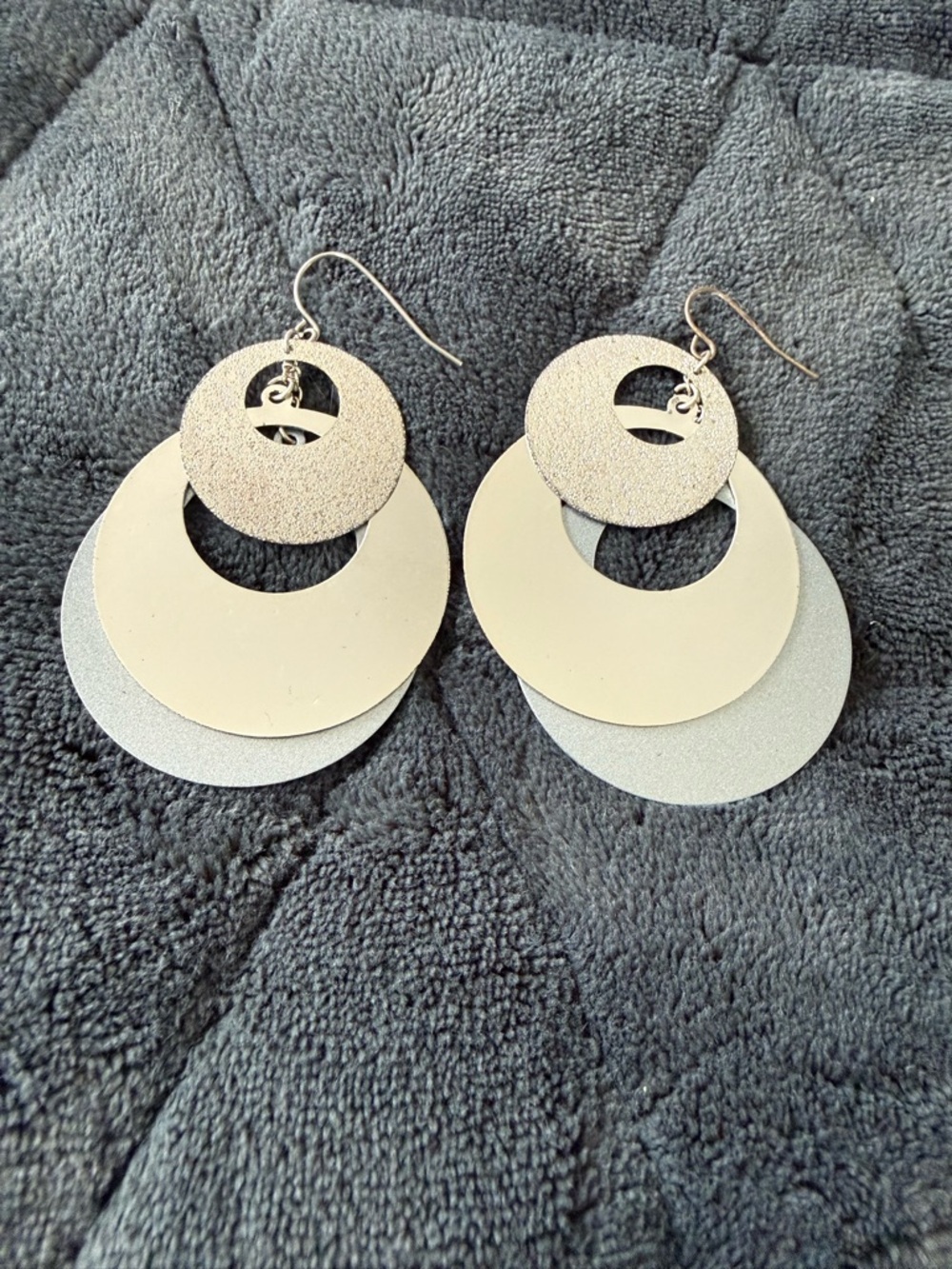 Claire's Silver-Tone Layered Circle Dangle Earrings